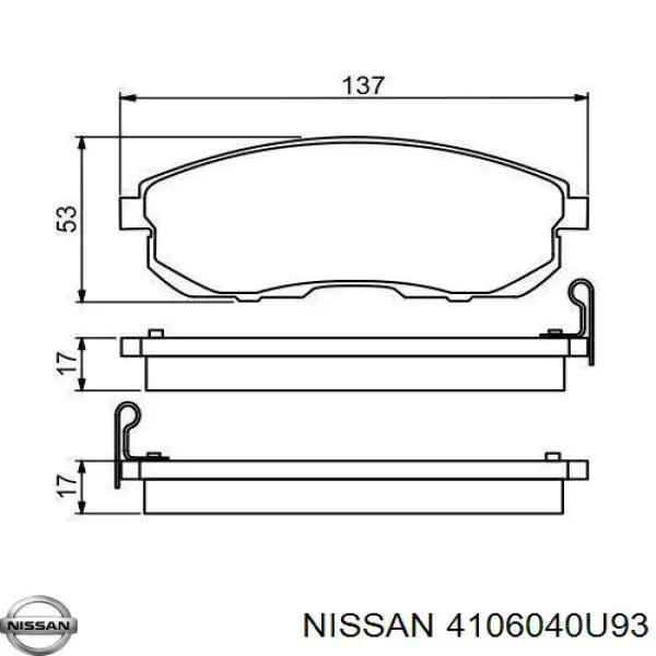 Колодки Nissan/Infiniti 4106040U93 цена, от 21.71 USD