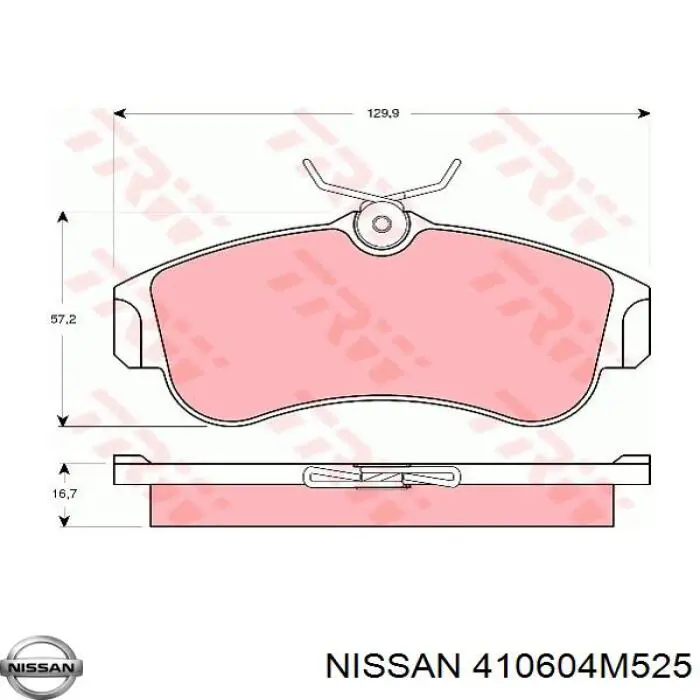 410604M525 Nissan колодки тормозные передние дисковые