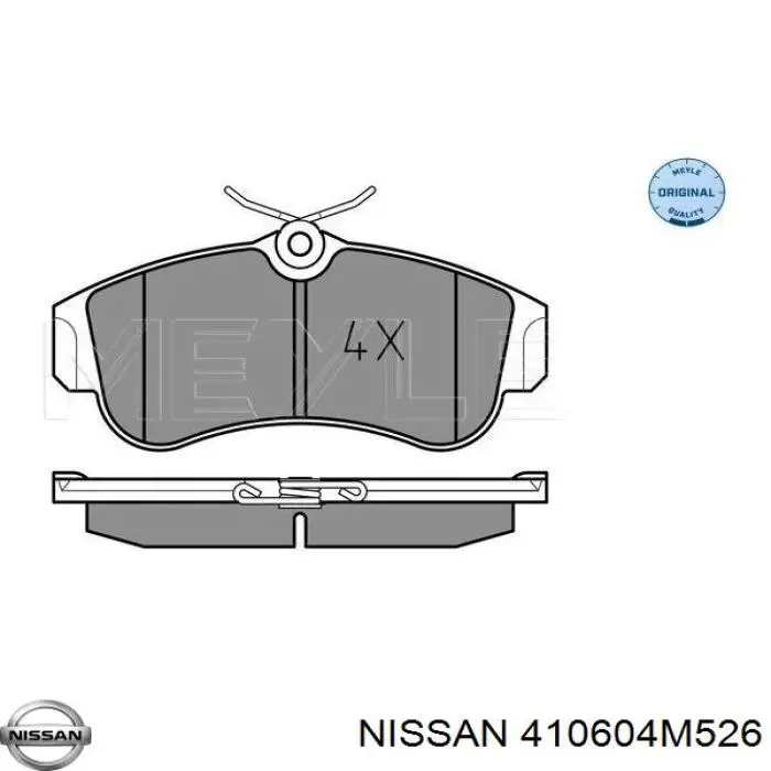 410604M526 Nissan колодки тормозные передние дисковые