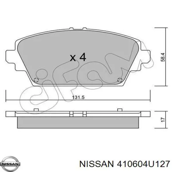 Колодки Nissan/Infiniti 410604U127 цена, от 23.33 USD