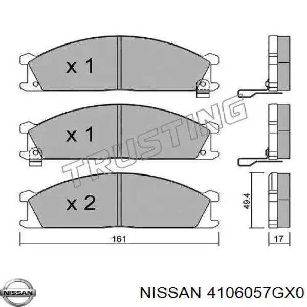 4106057GX0 Nissan колодки тормозные передние дисковые