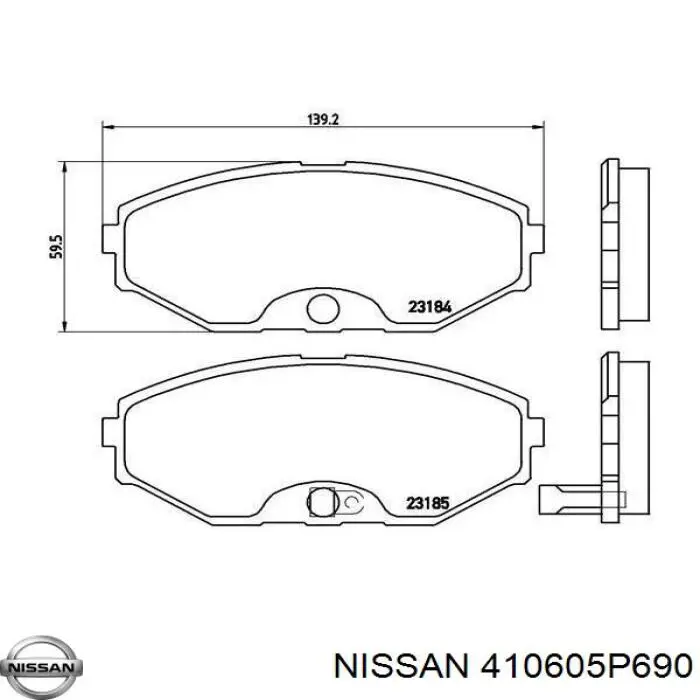 410605P690 Nissan передние тормозные колодки