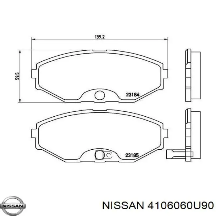 4106060U90 Nissan передние тормозные колодки
