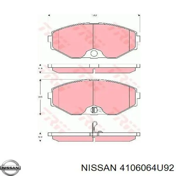 4106064U92 Nissan передние тормозные колодки