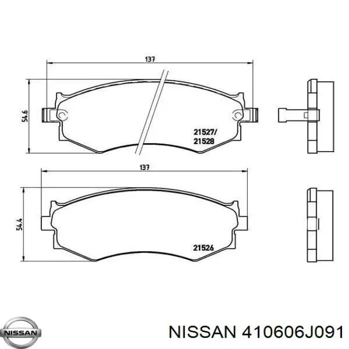 410606J091 Nissan колодки тормозные передние дисковые