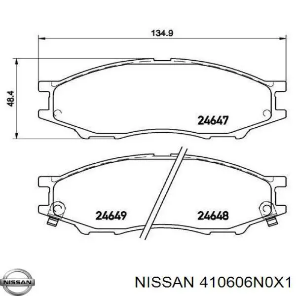 Передние тормозные колодки 410606N0X1 Nissan