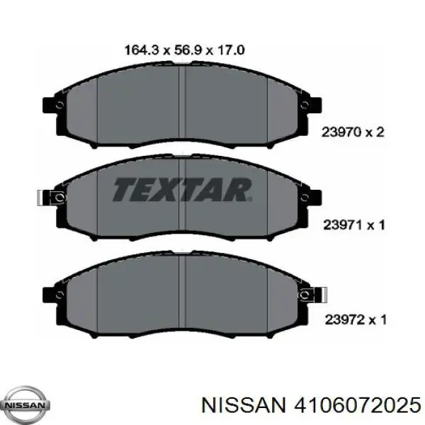 Передние тормозные колодки 4106072025 Nissan