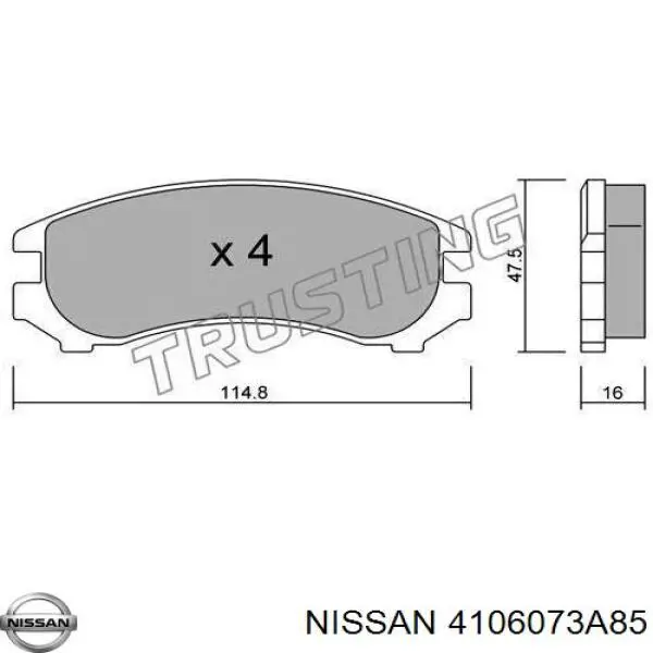 4106073A85 Nissan колодки тормозные передние дисковые