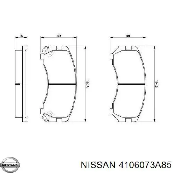 Купить 4106073A85 Nissan/Infiniti Колодки тормозные