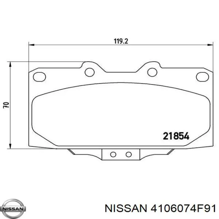 Передние тормозные колодки 4106074F91 Nissan