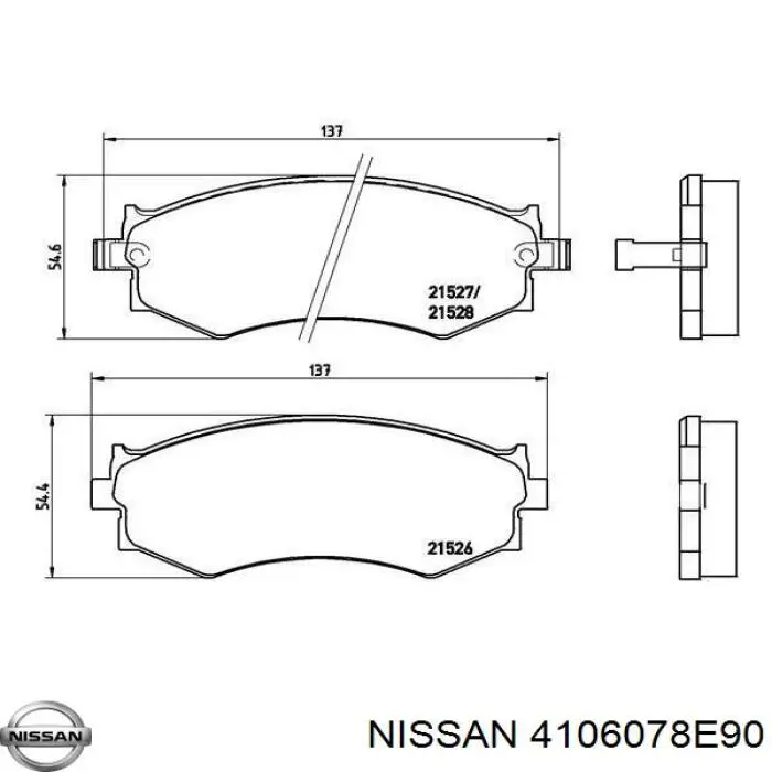 4106078E90 Nissan колодки тормозные передние дисковые