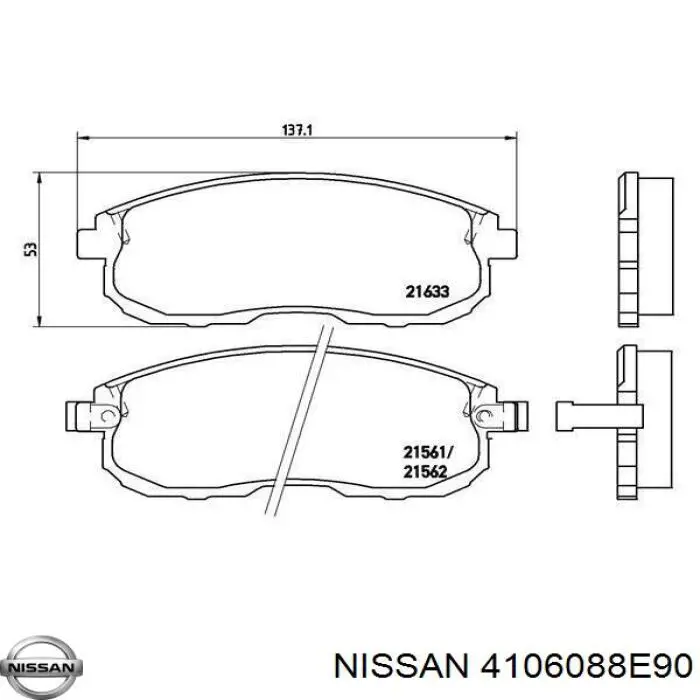Купить 4106088E90 Nissan/Infiniti Колодки тормозные