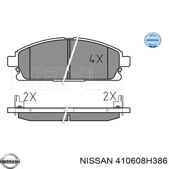 Pastillas de freno delanteras 410608H386 Nissan