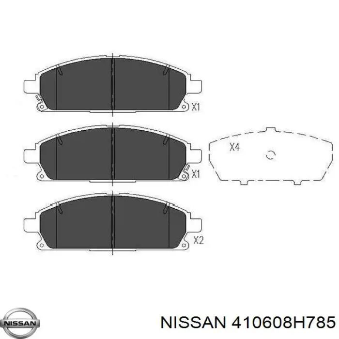410608H785 Nissan колодки тормозные передние дисковые
