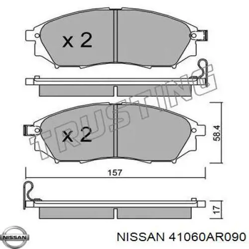 41060AR090 Nissan колодки тормозные передние дисковые