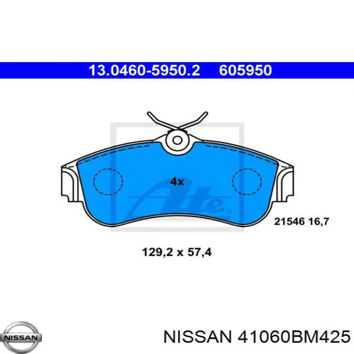 41060BM425 Nissan колодки тормозные передние дисковые