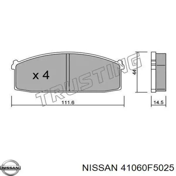 Передние тормозные колодки 41060F5025 Nissan