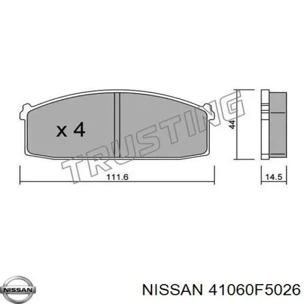 Передние тормозные колодки 41060F5026 Nissan