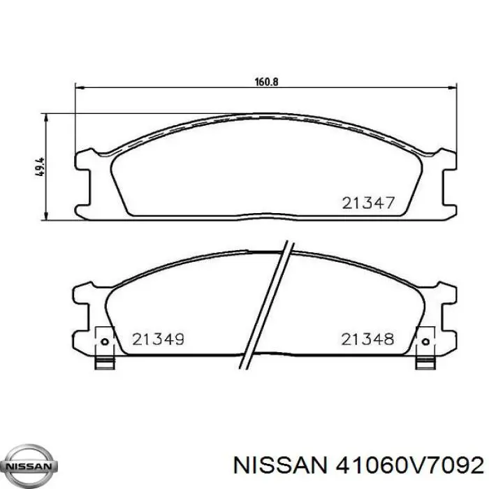 41060V7092 Nissan колодки тормозные передние дисковые