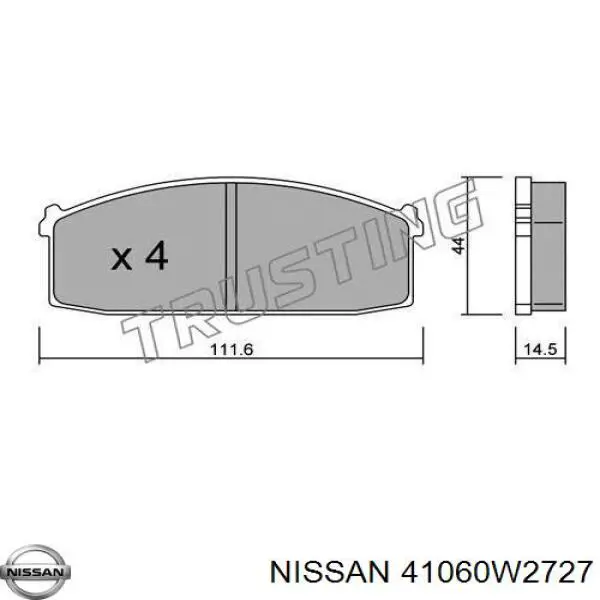 41060W2727 Nissan колодки тормозные передние дисковые