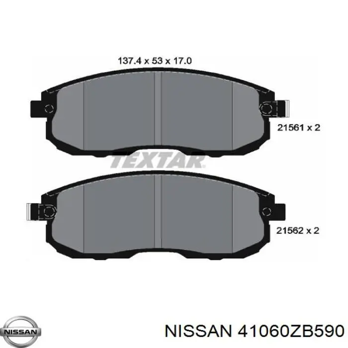 41060ZB590 Nissan колодки тормозные передние дисковые
