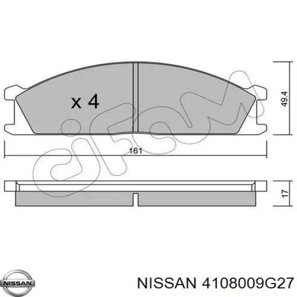Купить 4108009G27 Nissan/Infiniti Колодки тормозные