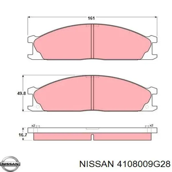 Комплект пружинок крепления дисковых колодок передних 4108009G25 Nissan