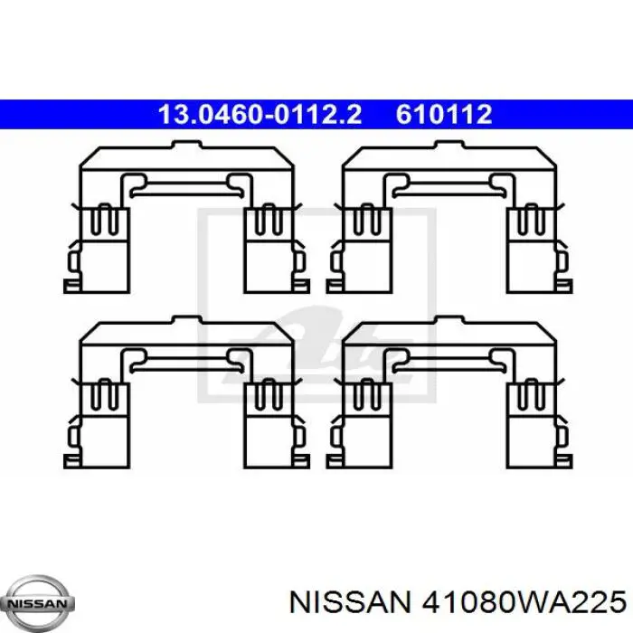 Комплект пружинок крепления дисковых колодок передних 41080WA225 Nissan