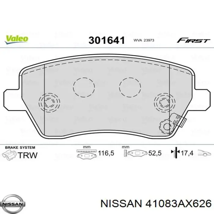 41083AX626 Nissan комплект пружинок крепления дисковых колодок передних