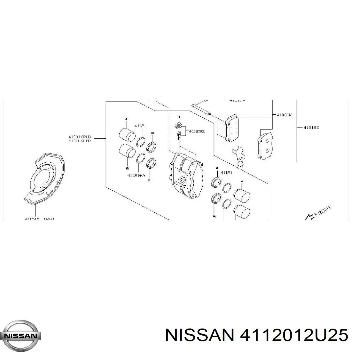 4112012U25 Nissan ремкомплект суппорта тормозного переднего