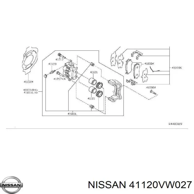 Ремкомплект суппорта тормозного переднего NISSAN AY600NS045