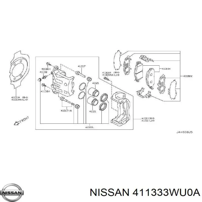 Направляющая суппорта переднего RENAULT 411333WU0A