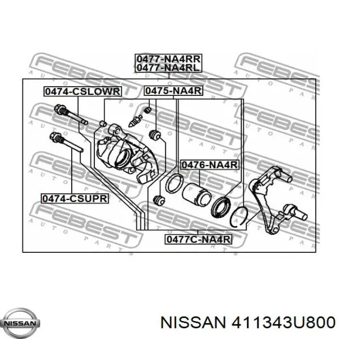 Купить 411343U800 Nissan/Infiniti Втулка направляющая тормозного суппорта