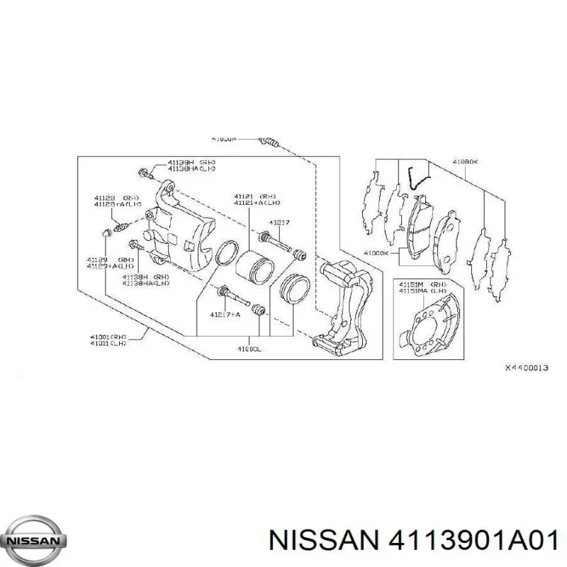 4113901A01 Nissan guia de suporte dianteiro