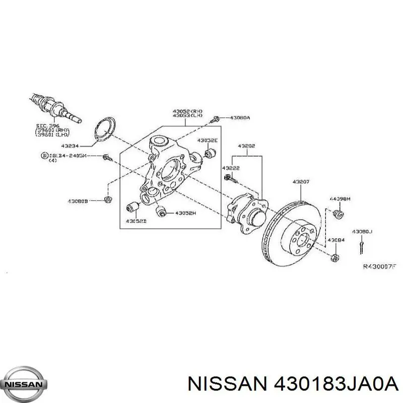 Цапфа поворотная правая Nissan/Infiniti 430183JA0B цена, от 32.45 USD