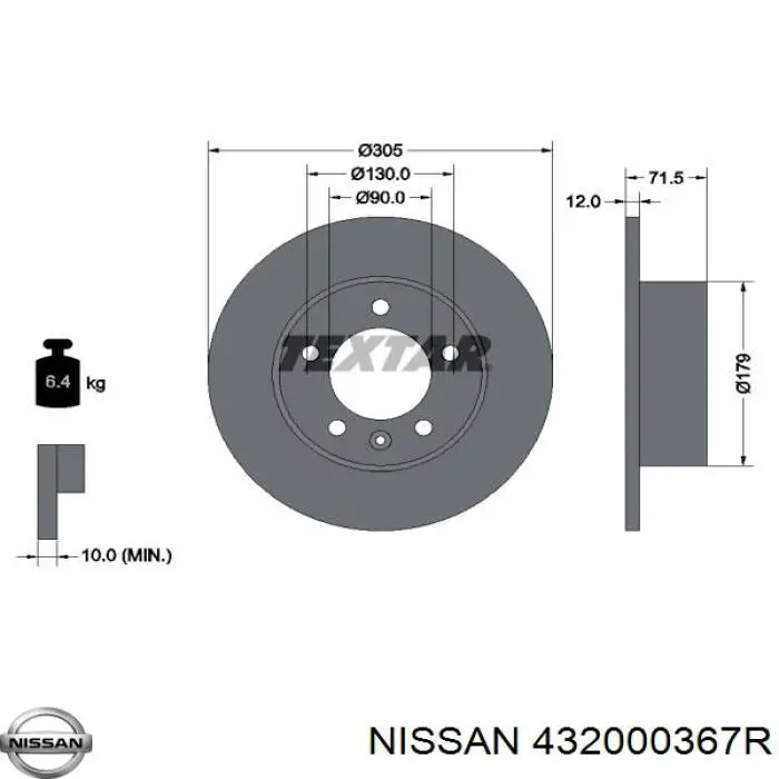 Тормозные диски 432000367R Nissan