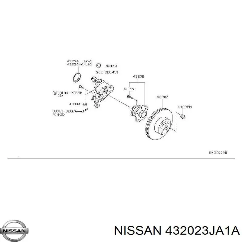 432023JA1A Nissan ступица задняя