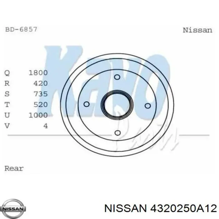 Барабан тормозной задний Nissan 4320250A12