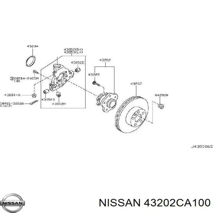 Ступица задняя 43202CA100 Nissan