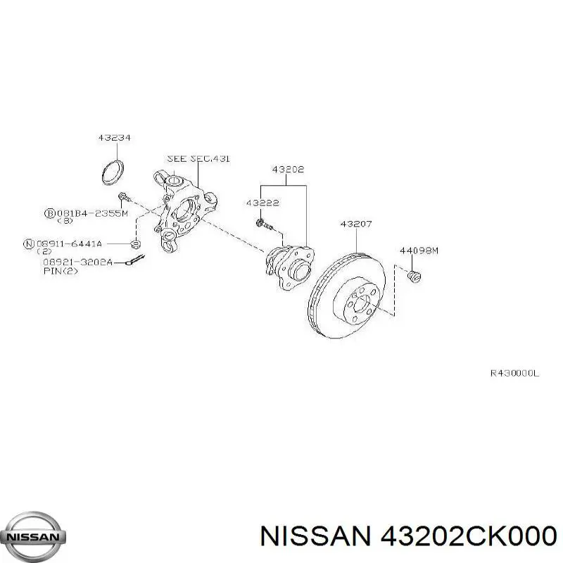 43202CK000 Nissan ступица задняя