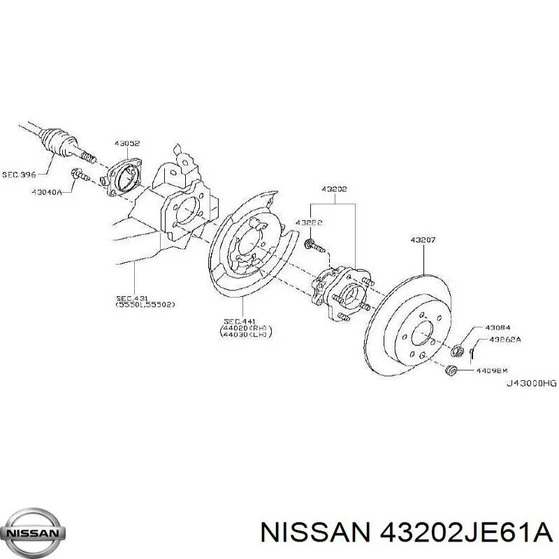 43202JE61A Nissan/Infiniti Ступица задняя