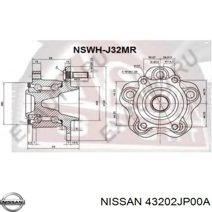 Задняя ступица 43202JP00A Nissan/Infiniti