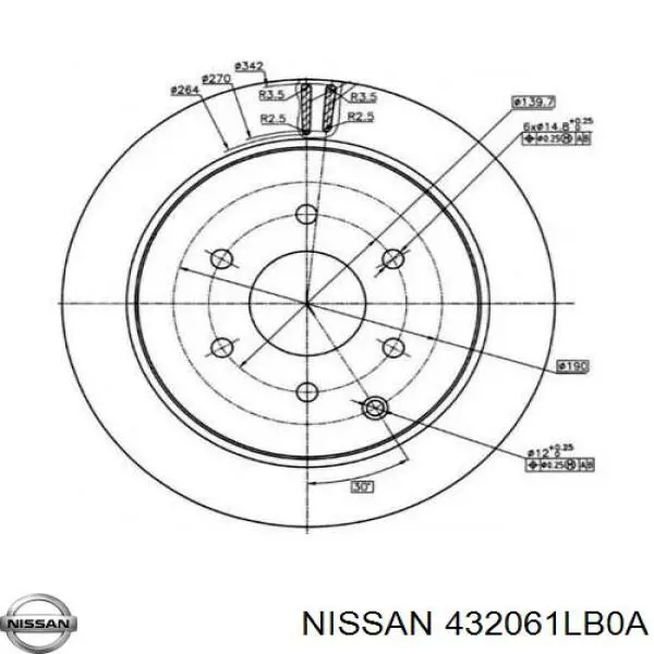 Тормозные диски 432061LB0A Nissan/Infiniti