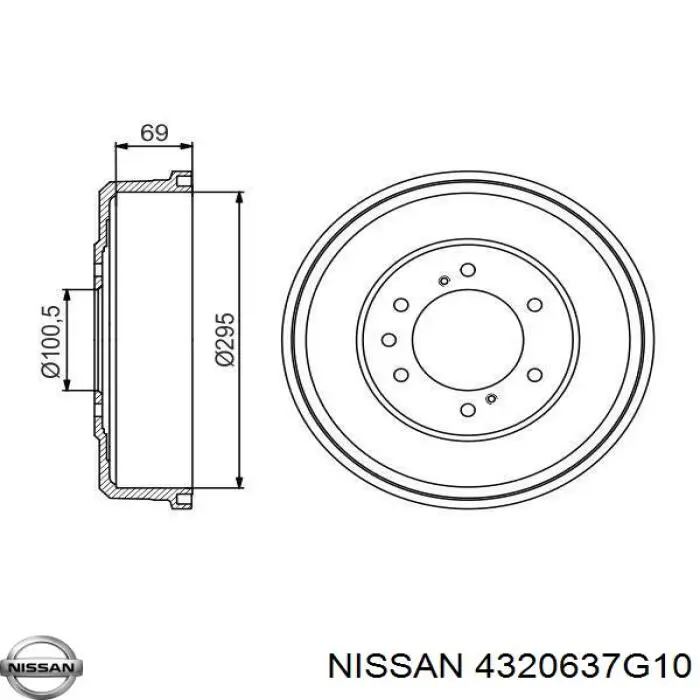 Барабан тормозной задний Nissan/Infiniti 4320637G10 цена, от 67.54 USD