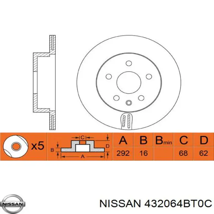 Задний дисковый тормоз Nissan/Infiniti 432064BT0C