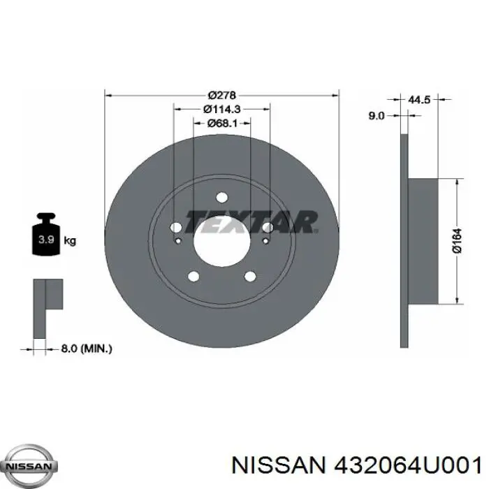 Купить 432064U001 Nissan/Infiniti Диск тормозной задний