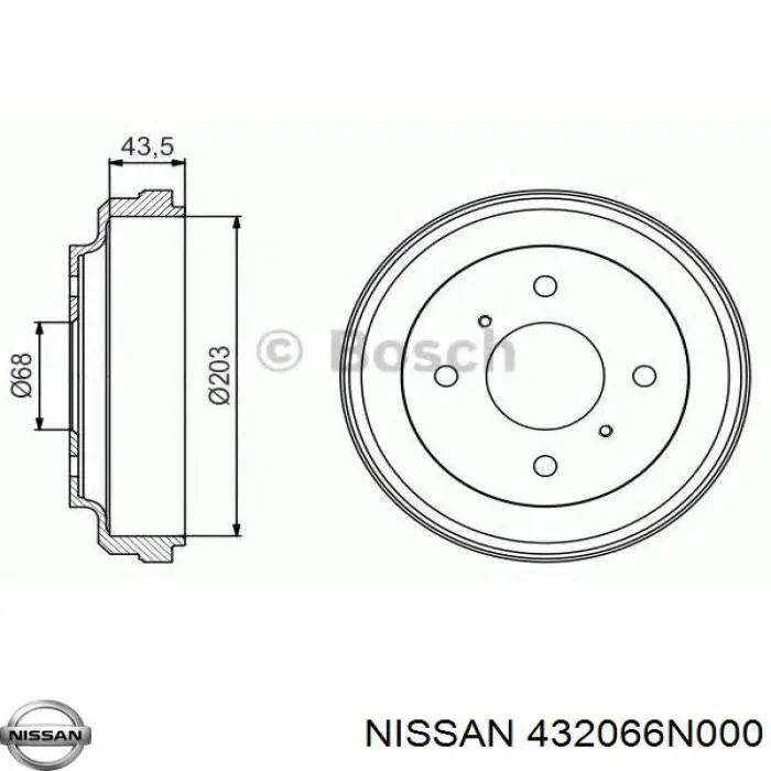 Тормозной барабан 432066N000 Nissan