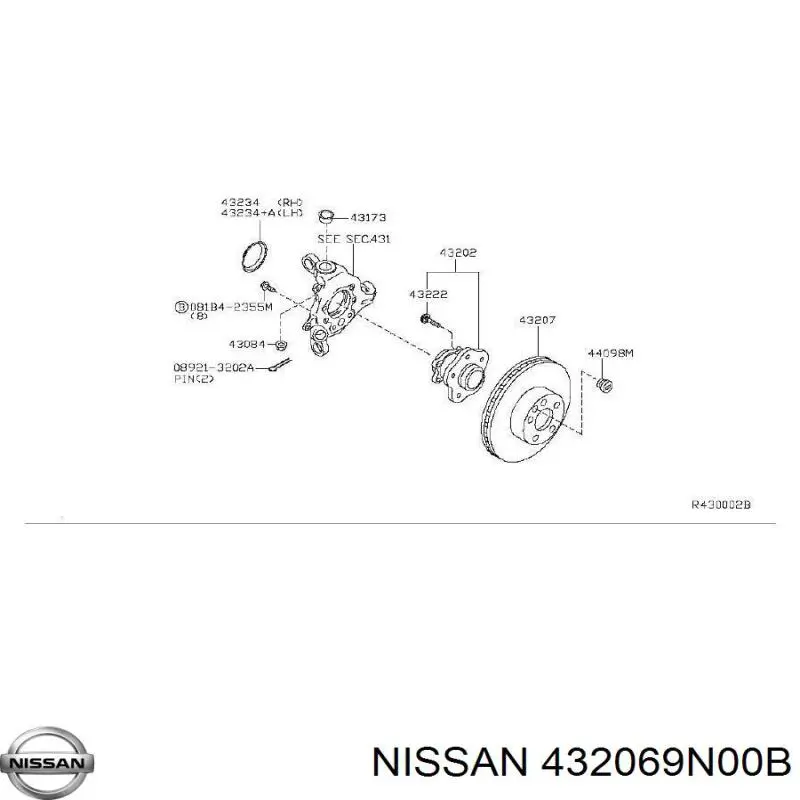 432069N00B Nissan диск тормозной задний