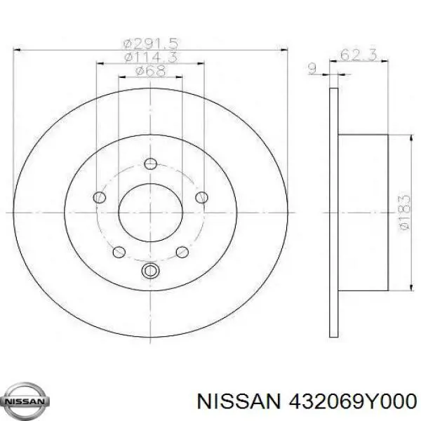 432069Y000 Nissan диск тормозной задний