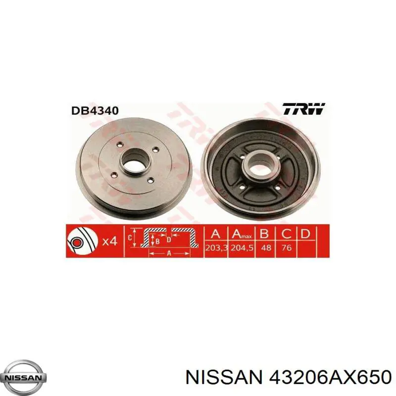 Купить 43206AX650 Nissan/Infiniti Тормозной барабан